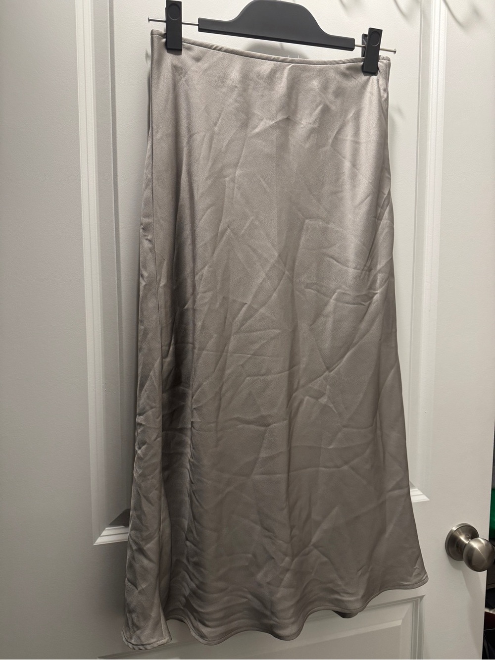 Abercrombie & Fitch Silver Satin Maxi Skirt Small